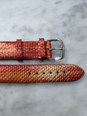 New Phillip Stein Karung Italy Watch Band RED ORANGE gold gradient 18mm exotic